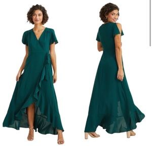Altar’d State Springvale maxi dress, size large, dark green color